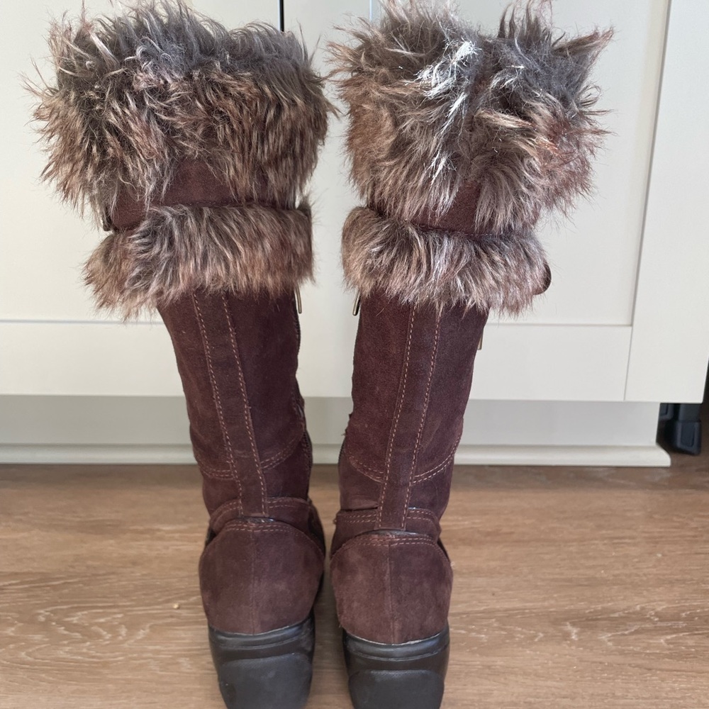 Aldo Dark Brown Fur-Trimmed Winter Boots - Picture 2 of 4